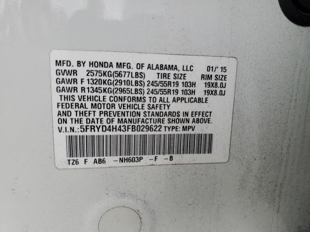 2015 Acura Mdx Technology VIN: 5FRYD4H43FB029622 Lot: 55639164