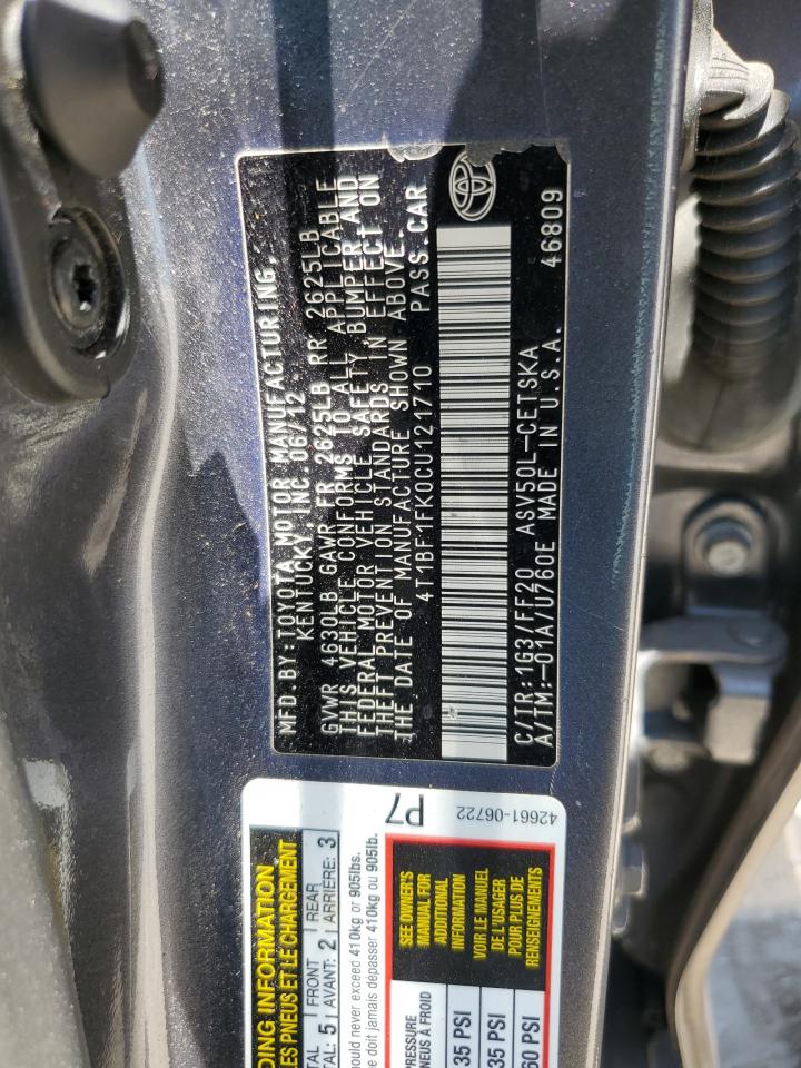 4T1BF1FK0CU121710 2012 Toyota Camry Base