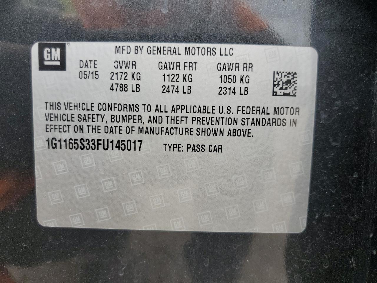 1G1165S33FU145017 2015 Chevrolet Impala Ltz