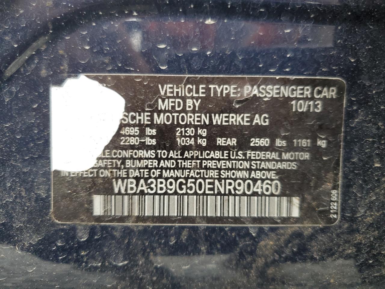 WBA3B9G50ENR90460 2014 BMW 335 Xi