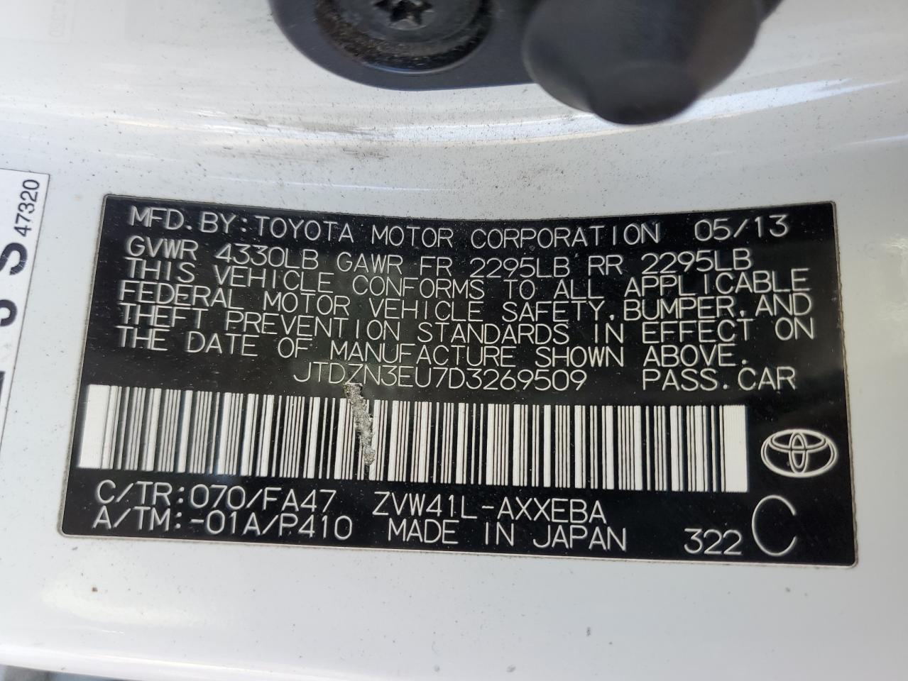 2013 Toyota Prius V vin: JTDZN3EU7D3269509