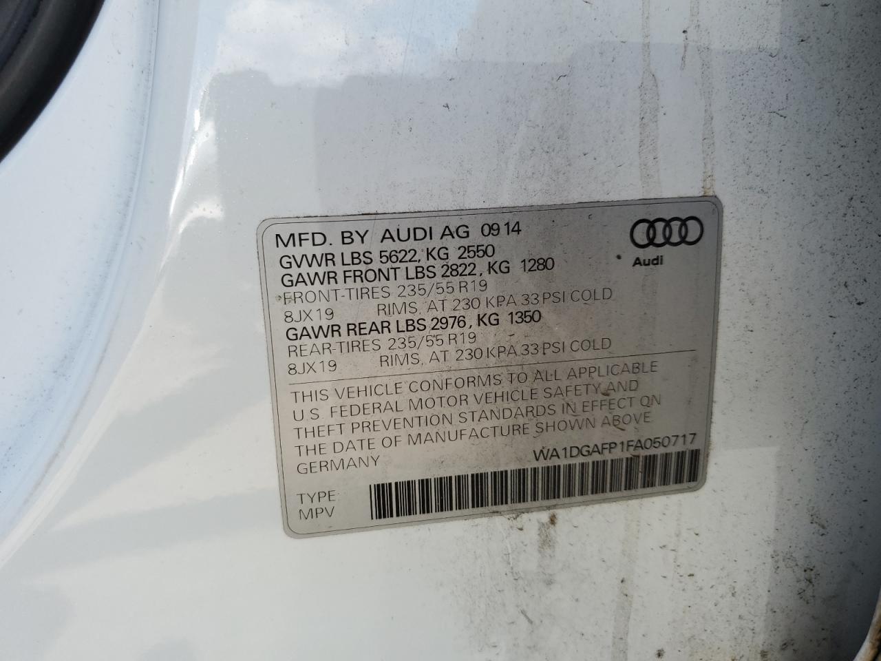 WA1DGAFP1FA050717 2015 Audi Q5 Premium Plus