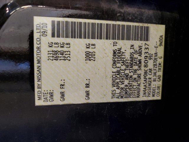 2011 Nissan Maxima S VIN: 1N4AA5AP0BC809337 Lot: 52392274