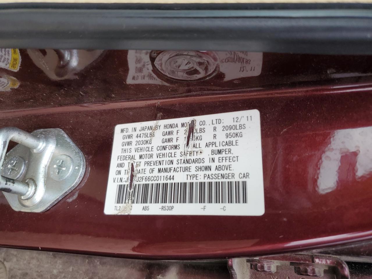 JH4CU2F66CC011644 2012 Acura Tsx Tech