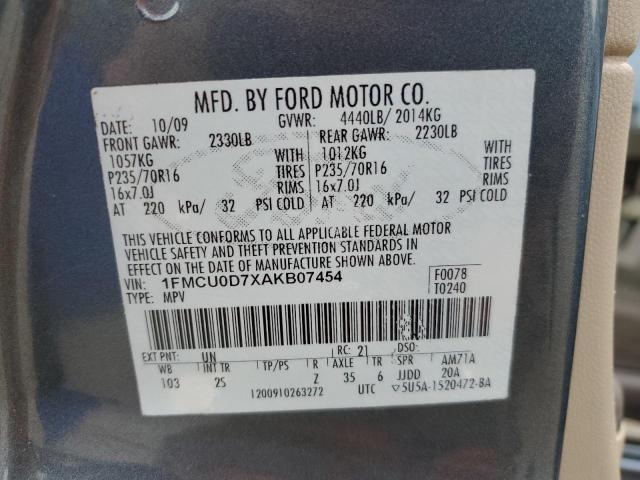 2010 Ford Escape Xlt VIN: 1FMCU0D7XAKB07454 Lot: 53795734