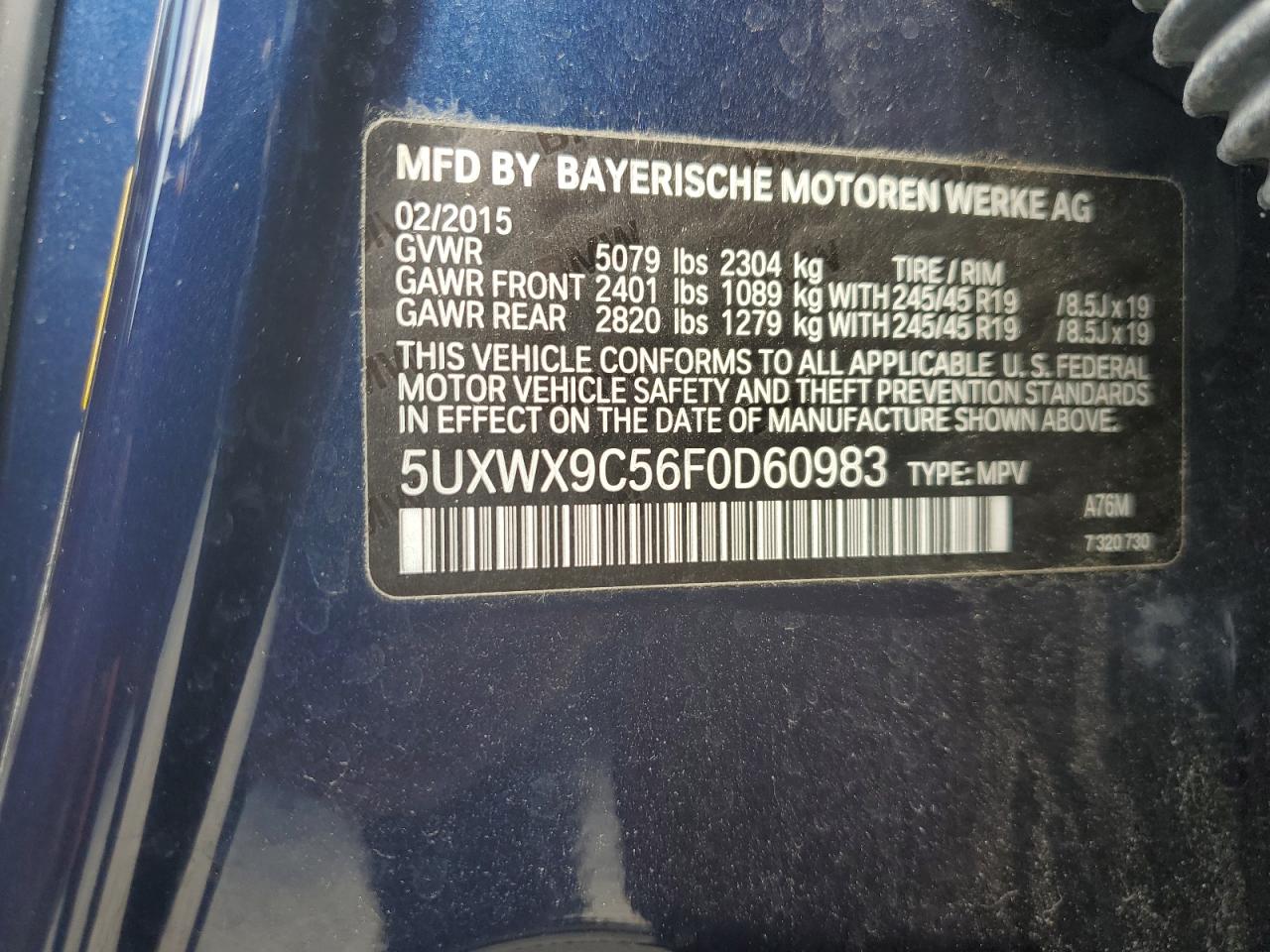 5UXWX9C56F0D60983 2015 BMW X3 xDrive28I