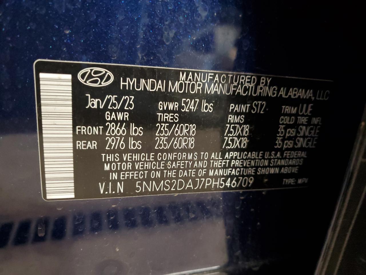 5NMS2DAJ7PH546709 2023 Hyundai Santa Fe Sel