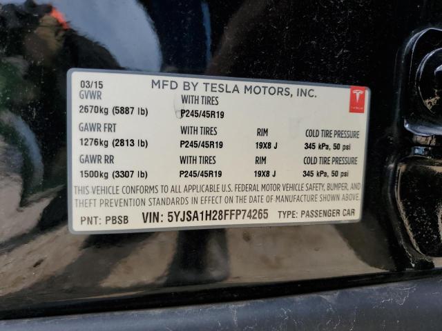 2015 Tesla Model S 85D VIN: 5YJSA1H28FFP74265 Lot: 57231554