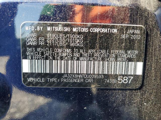 2013 Mitsubishi Lancer Gt VIN: JA32X8HW7DU009593 Lot: 56502264