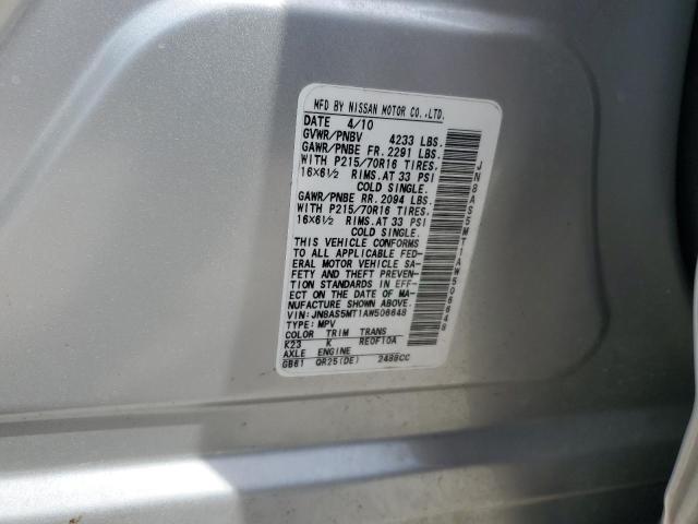 2010 Nissan Rogue S VIN: JN8AS5MT1AW506648 Lot: 55310594