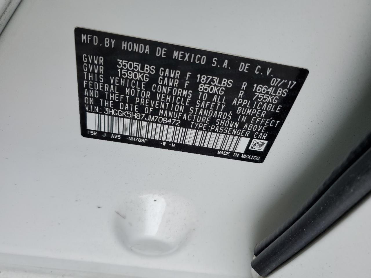 3HGGK5H87JM708472 2018 Honda Fit Ex