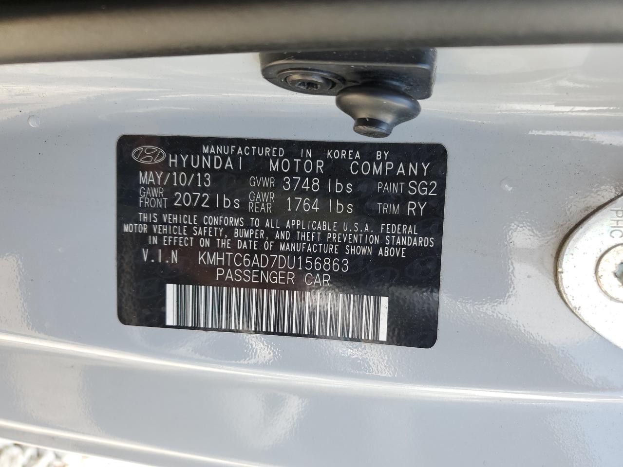 KMHTC6AD7DU156863 2013 Hyundai Veloster