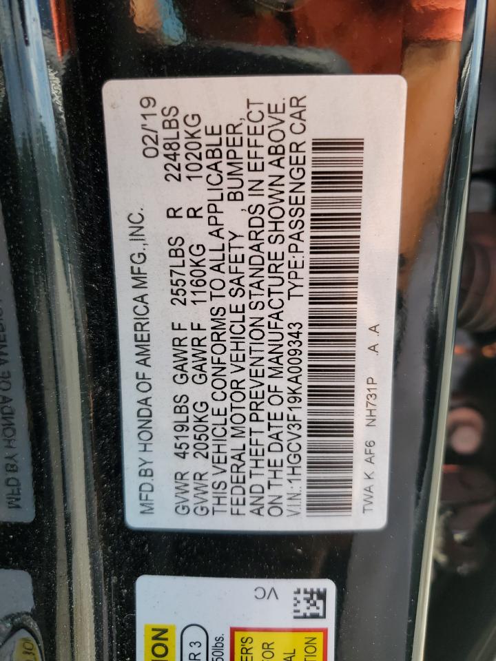 1HGCV3F19KA009343 2019 Honda Accord Hybrid