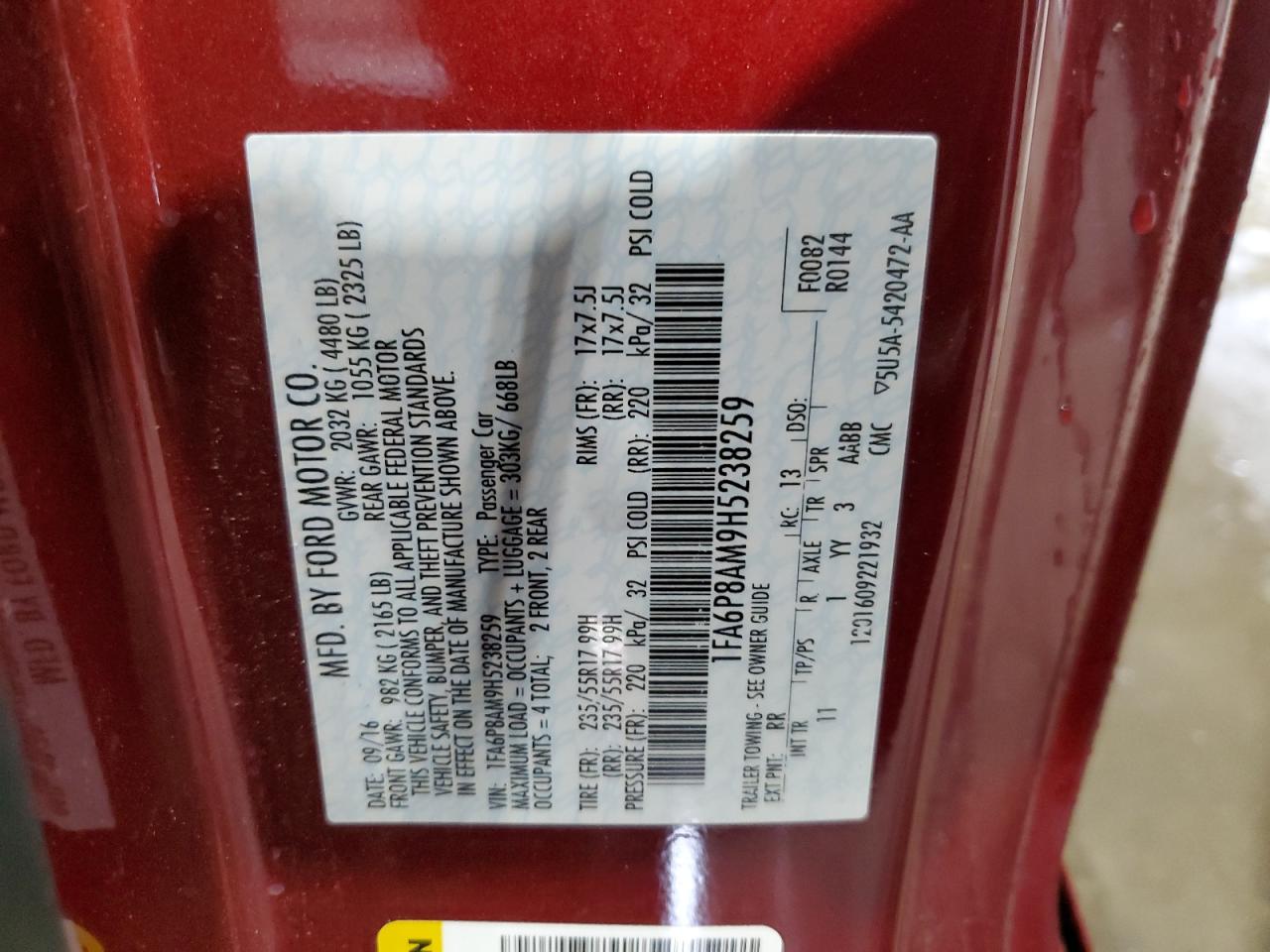 1FA6P8AM9H5238259 2017 Ford Mustang