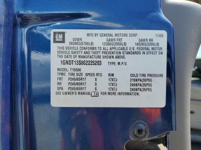 2006 Chevrolet Trailblazer Ls VIN: 1GNDT13S862225203 Lot: 55233414