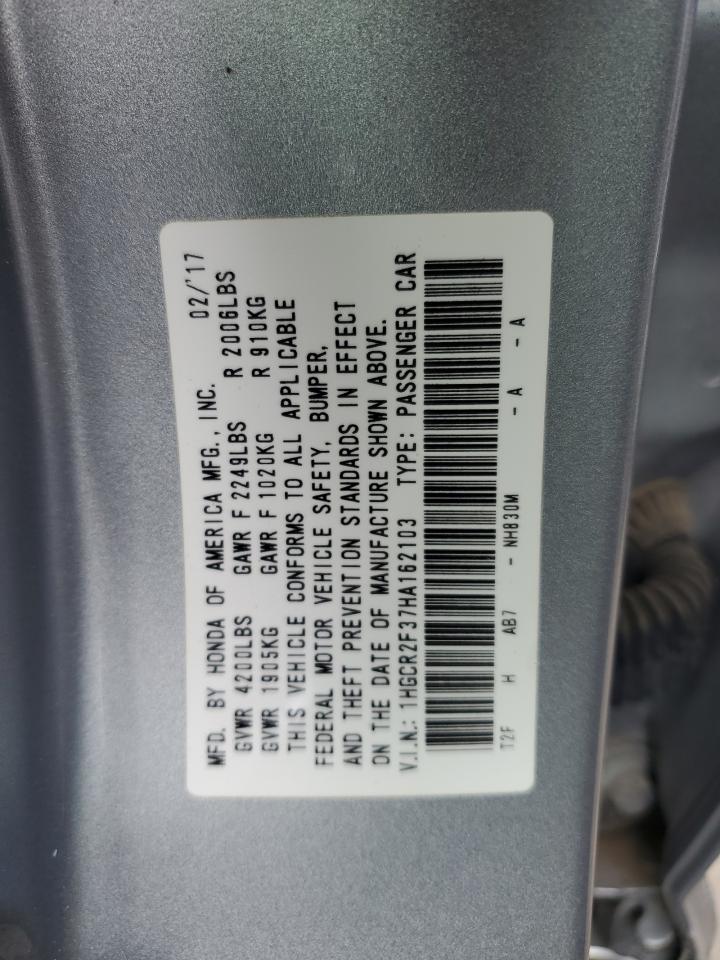 1HGCR2F37HA162103 2017 Honda Accord Lx