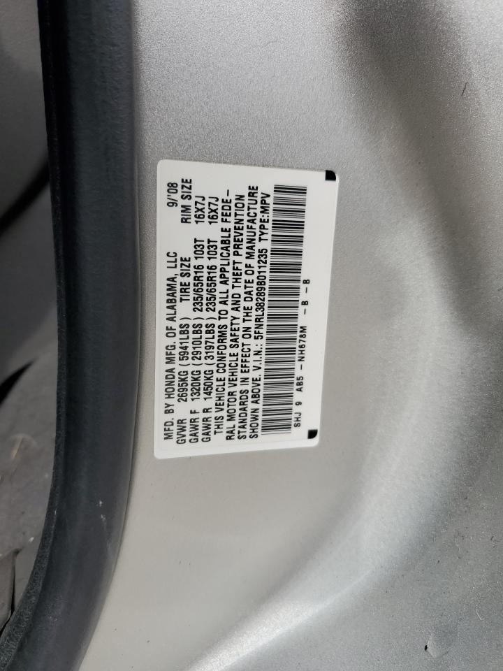 5FNRL38289B011235 2009 Honda Odyssey Lx