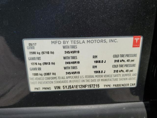 2017 Tesla Model S VIN: 5YJSA1E12HF197215 Lot: 56493114