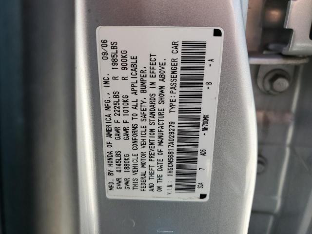 2007 Honda Accord Ex VIN: 1HGCM56817A029279 Lot: 52716194