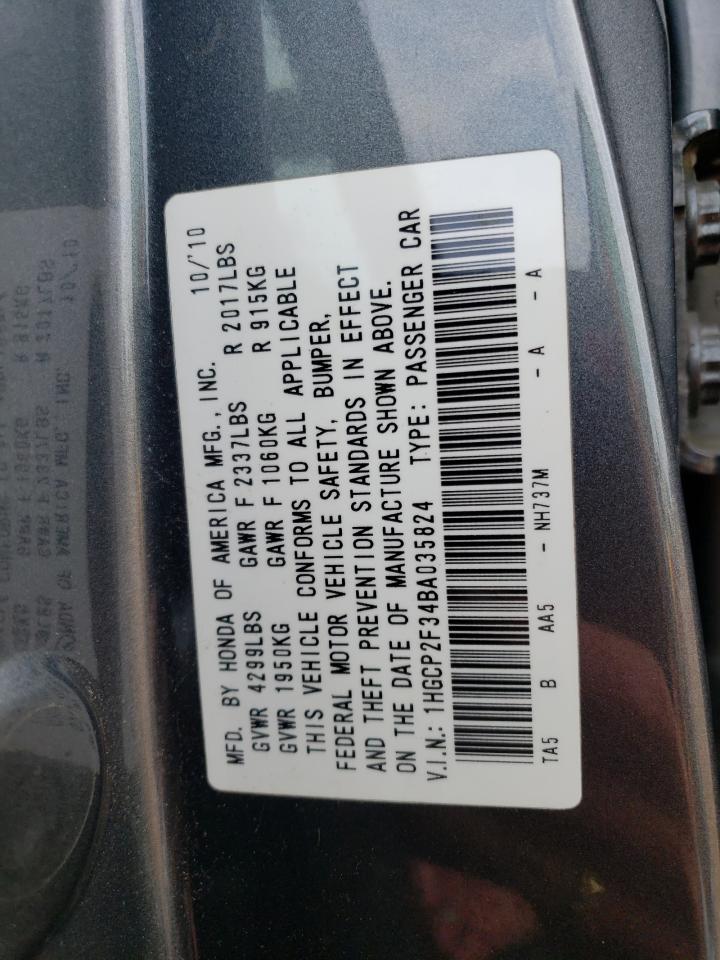 1HGCP2F34BA035824 2011 Honda Accord Lx