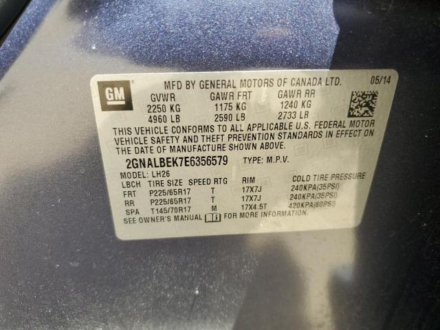 2014 Chevrolet Equinox Lt VIN: 2GNALBEK7E6356579 Lot: 56809204