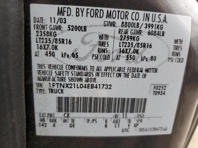 2004 Ford F250 Super Duty VIN: 1FTNX21L04EB41732 Lot: 55272944