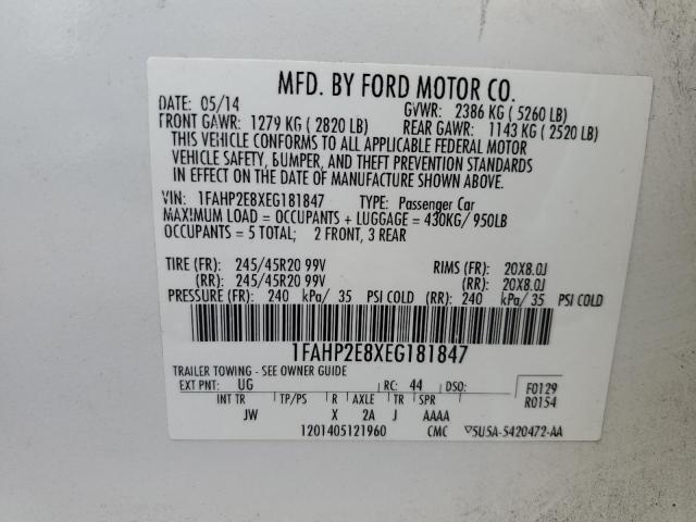 2014 Ford Taurus Sel VIN: 1FAHP2E8XEG181847 Lot: 54906764