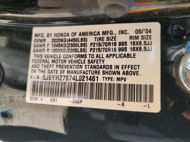 2004 Honda Element Ex VIN: 5J6YH27674L021461 Lot: 55962184