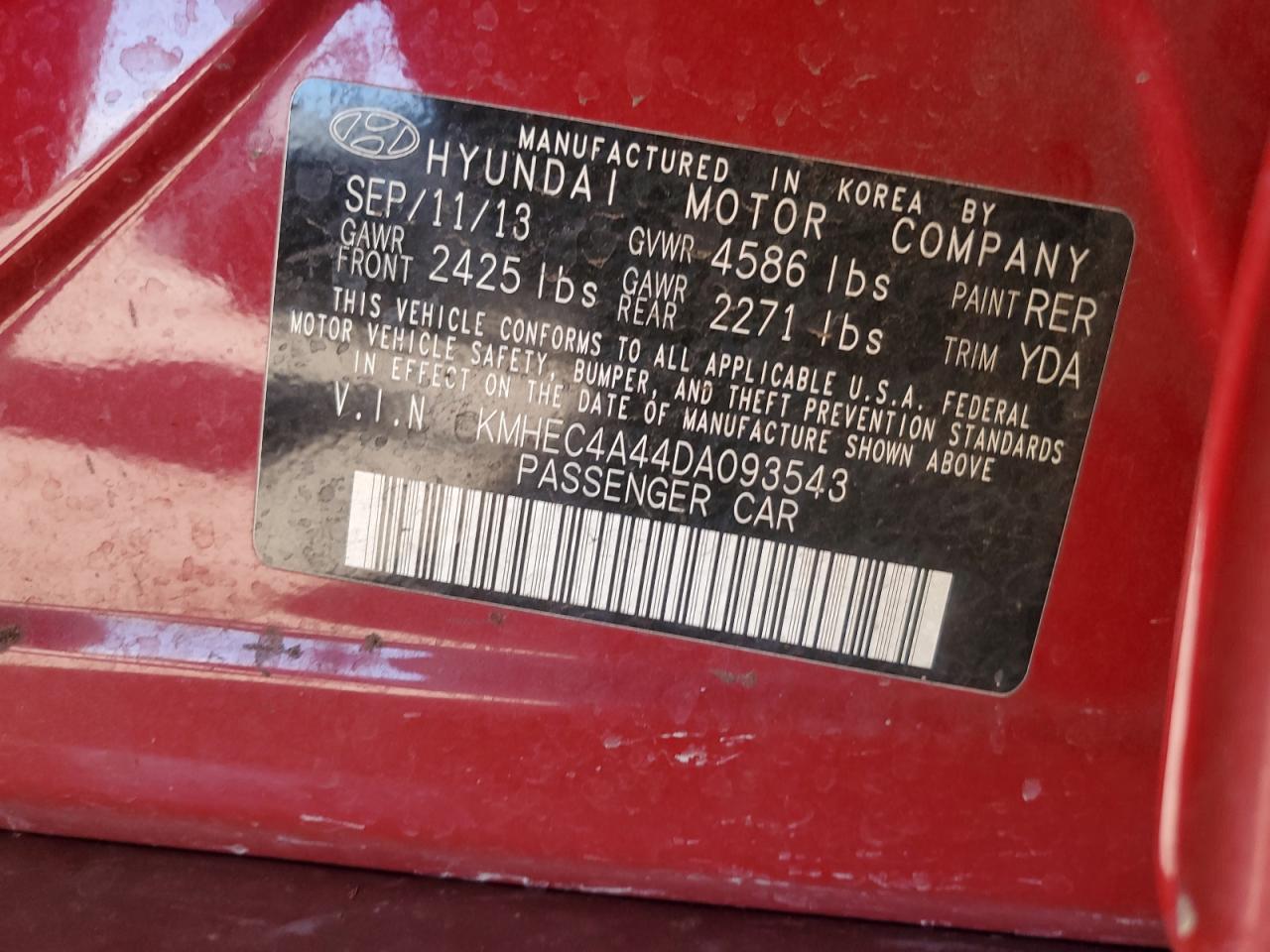 KMHEC4A44DA093543 2013 Hyundai Sonata Hybrid