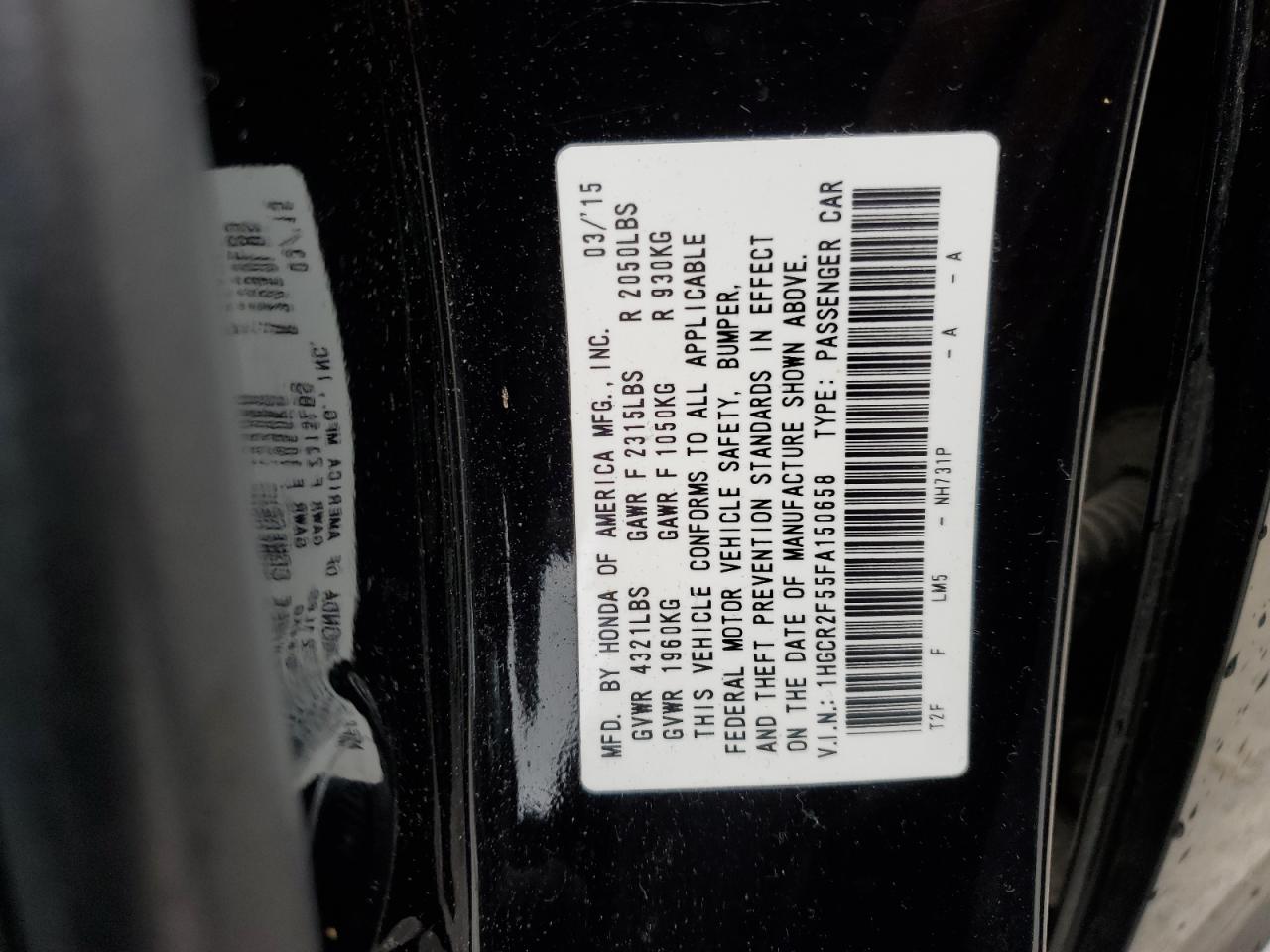 1HGCR2F55FA150658 2015 Honda Accord Sport