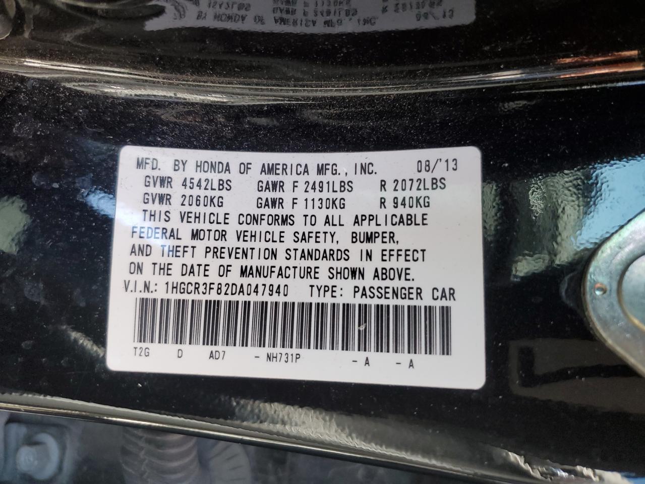 1HGCR3F82DA047940 2013 Honda Accord Exl