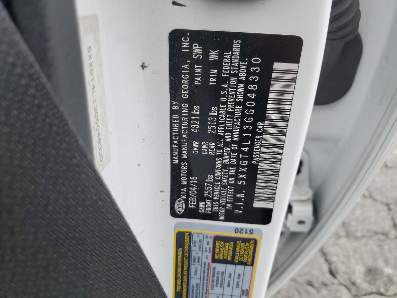 5XXGT4L13GG048330 2016 Kia Optima Lx