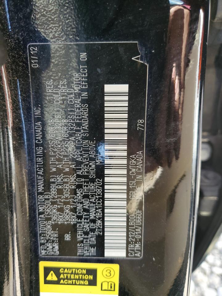 2T2BK1BA1CC138702 2012 Lexus Rx 350