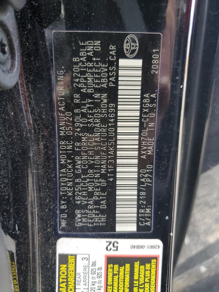 4T1F31AK5LU014699 2020 Toyota Camry Xle