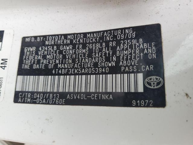 2010 Toyota Camry Base VIN: 4T4BF3EK5AR053940 Lot: 54972864