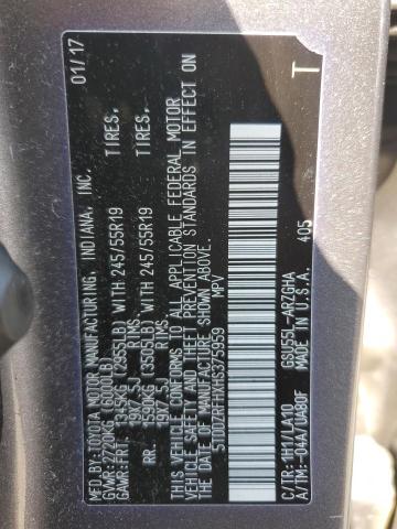 2017 Toyota Highlander Limited VIN: 5TDDZRFHXHS375959 Lot: 56729884