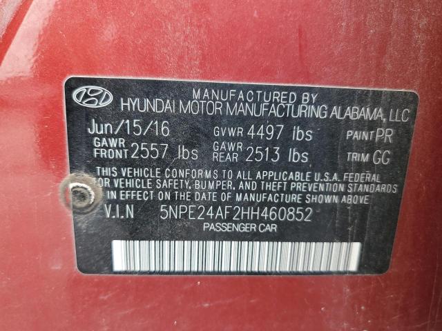 2017 Hyundai Sonata Se VIN: 5NPE24AF2HH460852 Lot: 55224334