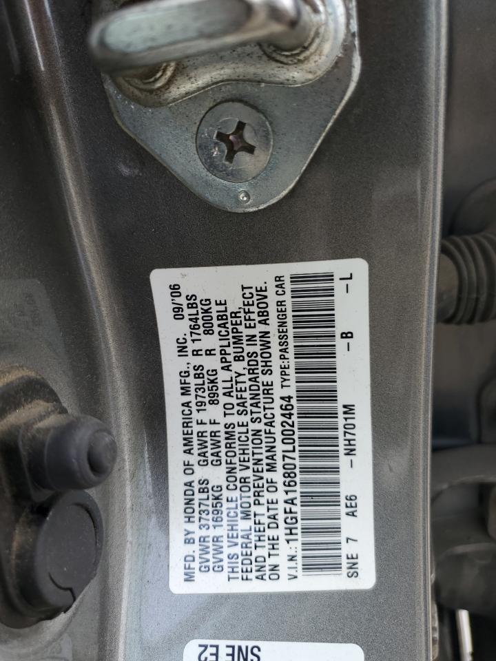 1HGFA16807L002464 2007 Honda Civic Ex