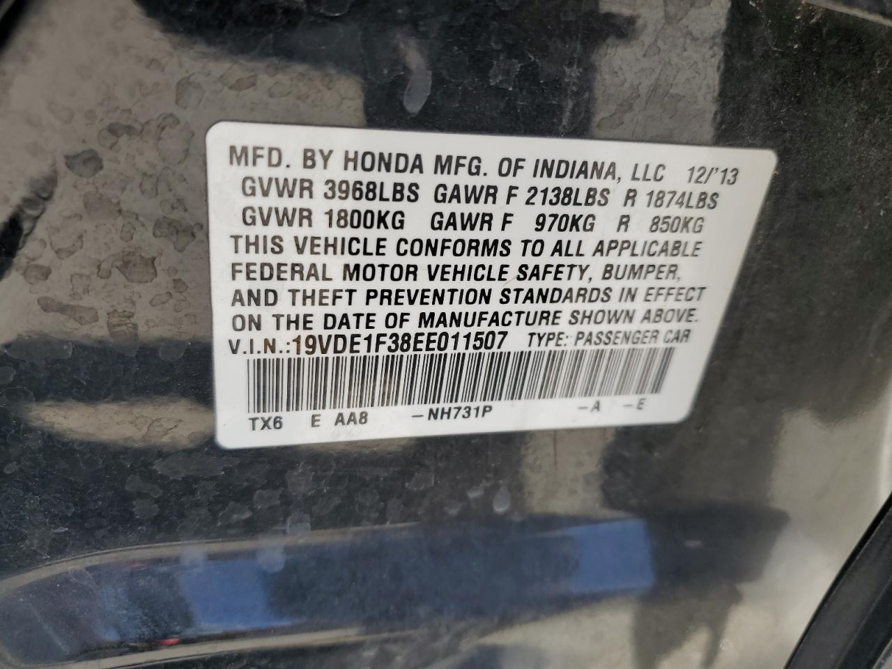 19VDE1F38EE011507 2014 Acura Ilx 20