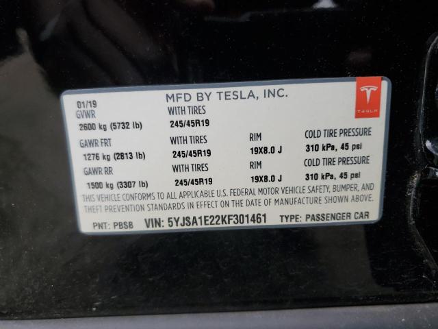 2019 Tesla Model S VIN: 5YJSA1E22KF301461 Lot: 54686144