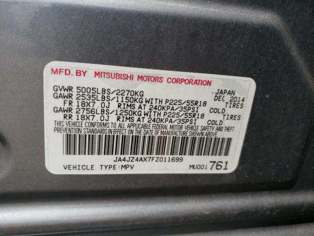 2015 Mitsubishi Outlander Gt VIN: JA4JZ4AX7FZ011699 Lot: 54784234