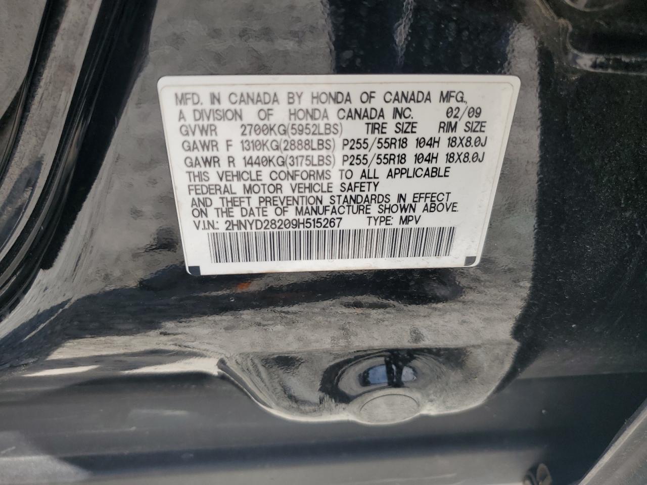 2HNYD28209H515267 2009 Acura Mdx