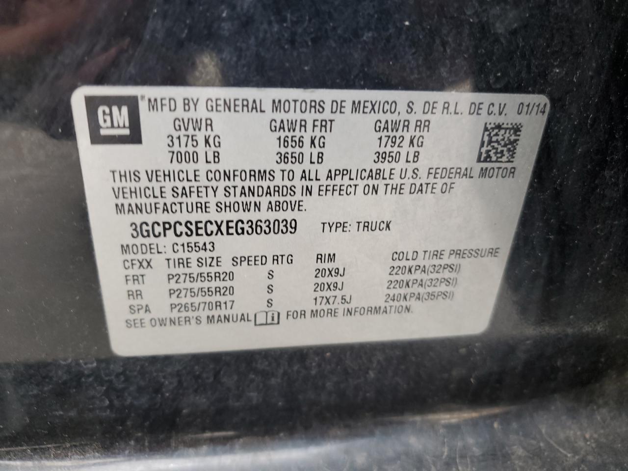 3GCPCSECXEG363039 2014 Chevrolet Silverado C1500 Ltz
