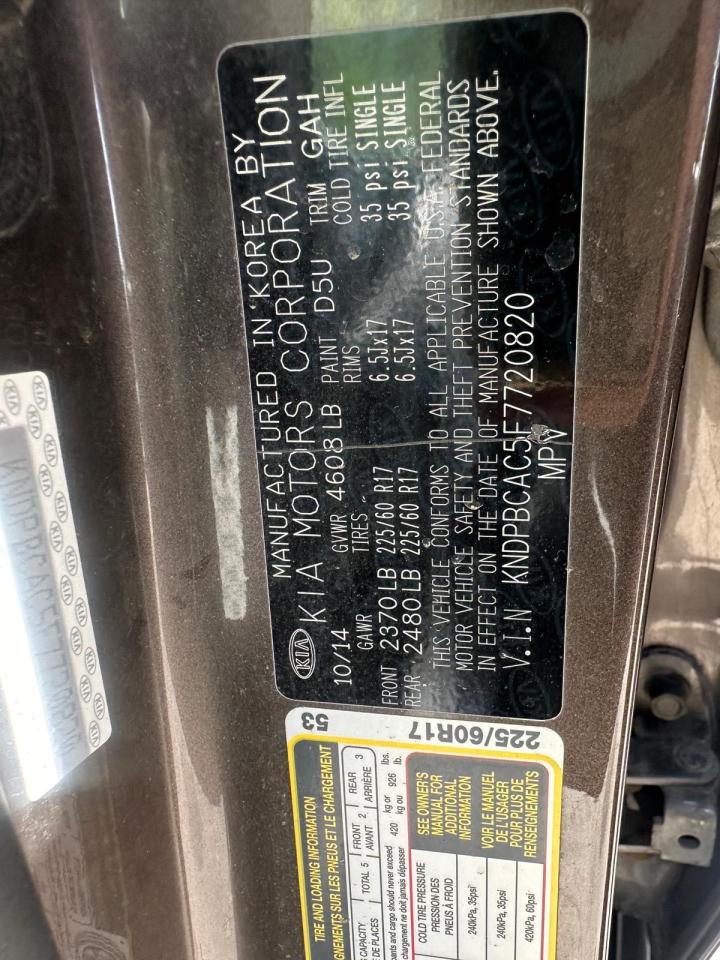 2015 Kia Sportage Lx vin: KNDPBCAC5F7720820