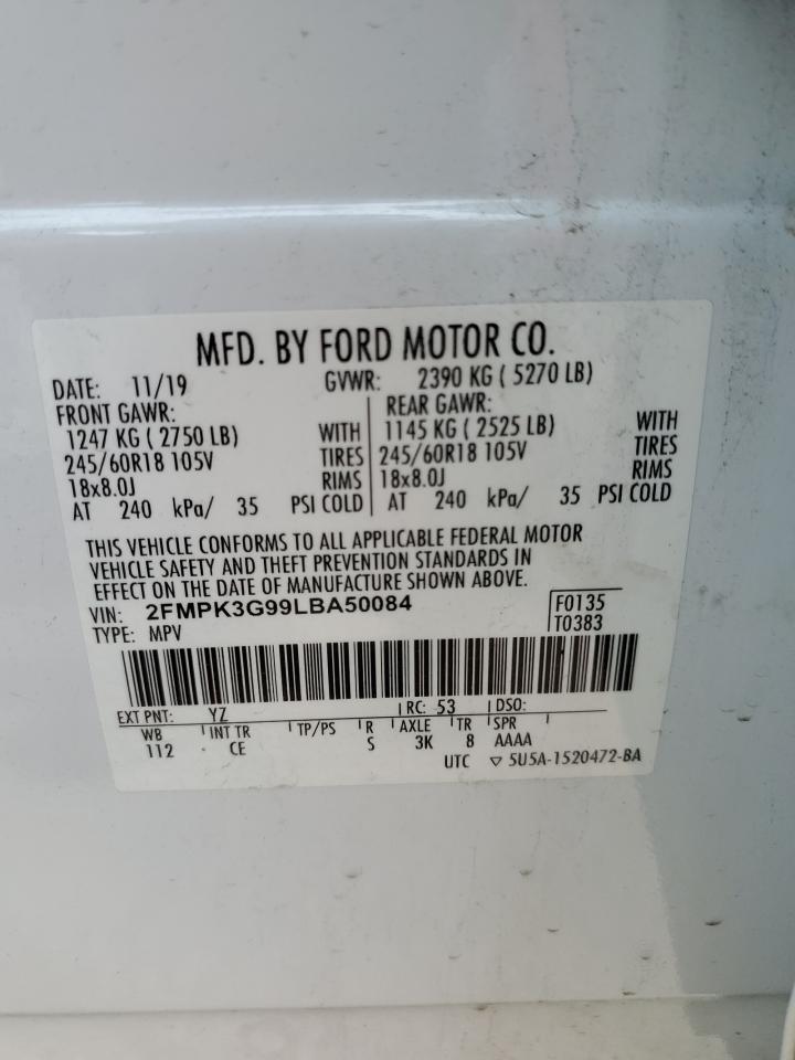 2FMPK3G99LBA50084 2020 Ford Edge Se