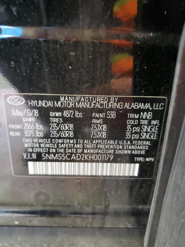 5NMS5CAD2KH001179 2019 Hyundai Santa Fe Limited