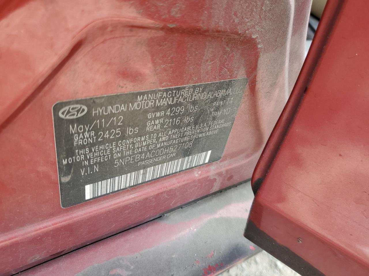 5NPEB4AC0DH527108 2013 Hyundai Sonata Gls