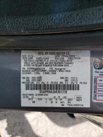 2010 Ford Fusion Se VIN: 3FAHP0HA3AR301218 Lot: 54164124