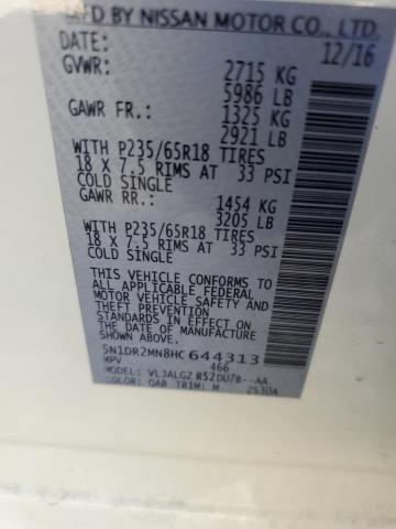 2017 Nissan Pathfinder S VIN: 5N1DR2MN8HC644313 Lot: 56212184