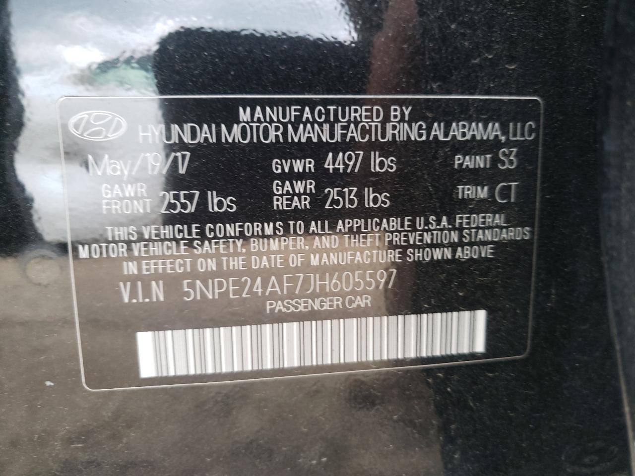 5NPE24AF7JH605597 2018 Hyundai Sonata Se
